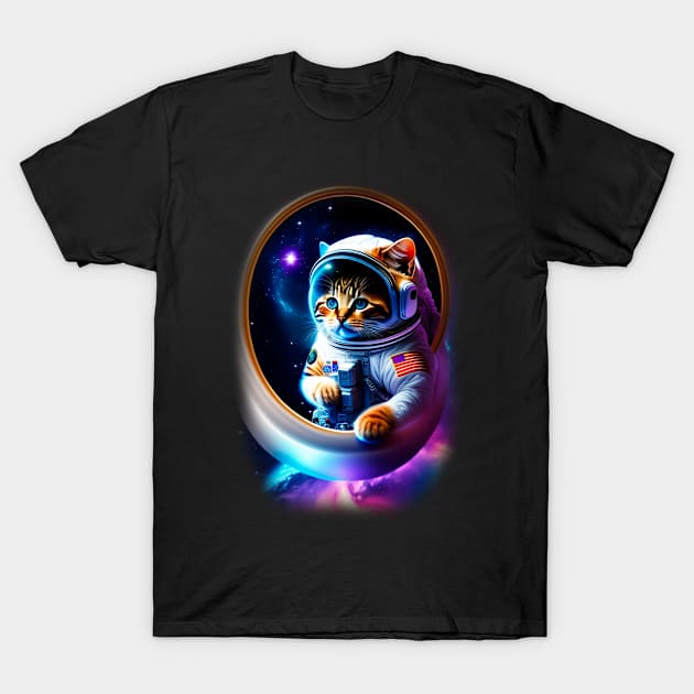 Galaxy Cat Coloful T-Shirt by igzine